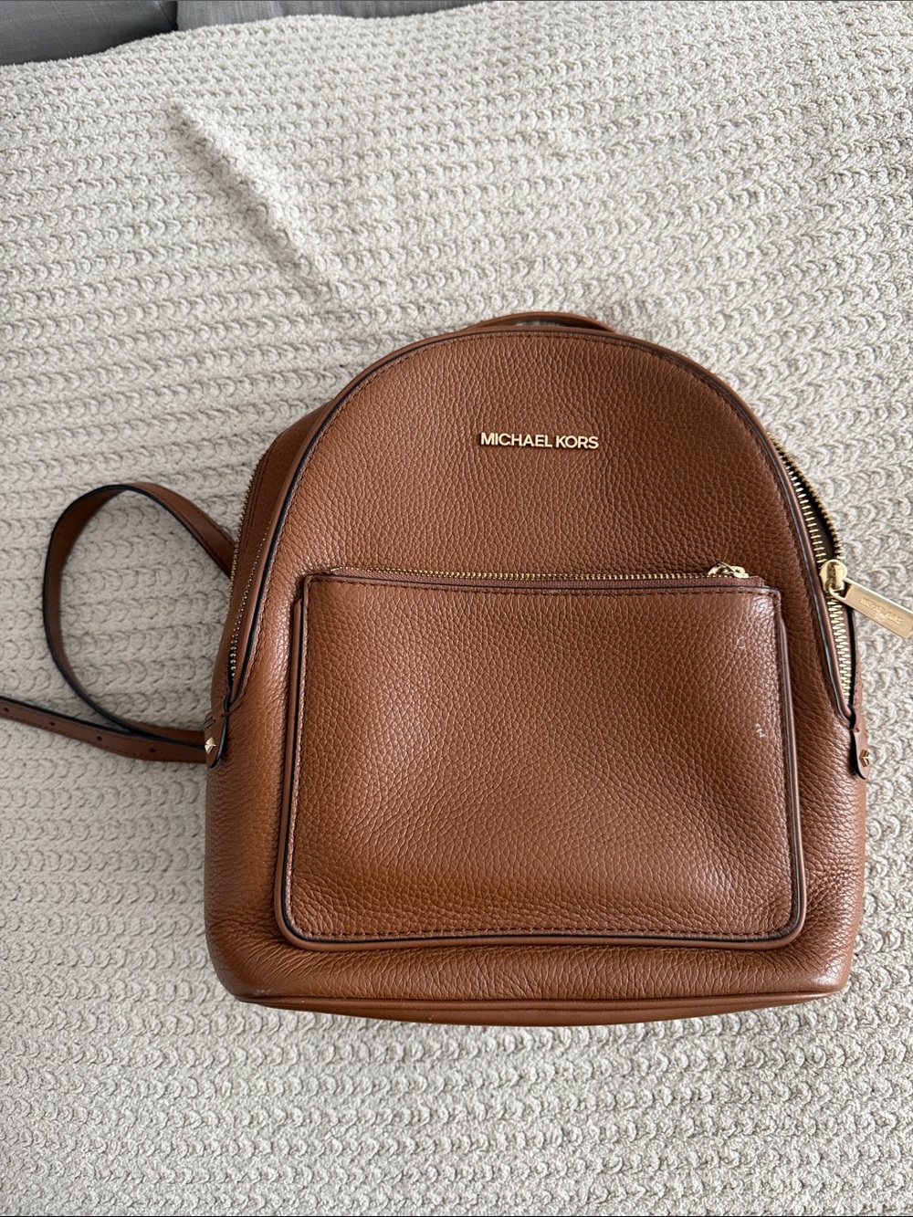 Michael Kors Pebbled Leather Mini Backpack in Chestnut Brown